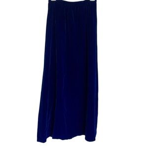 Vintage Blue Velvet Maxi Skirt Womens Small Long Velvet Skirt Lined Back Zip